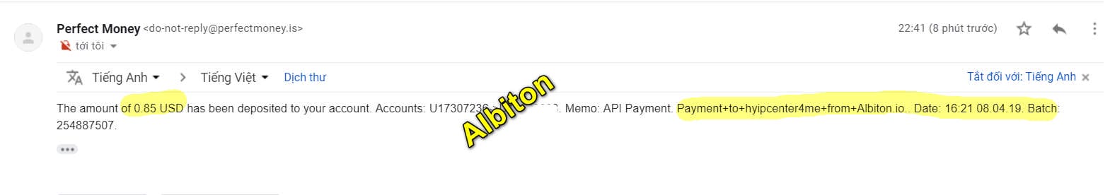 aibiton 0804 - [SCAM] Review Albiton - Lợi nhuận 4% hàng ngày trong 40 ngày, lãi trả theo giờ. Thanh toán tức thì