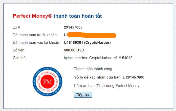 crypto harbor payment proof