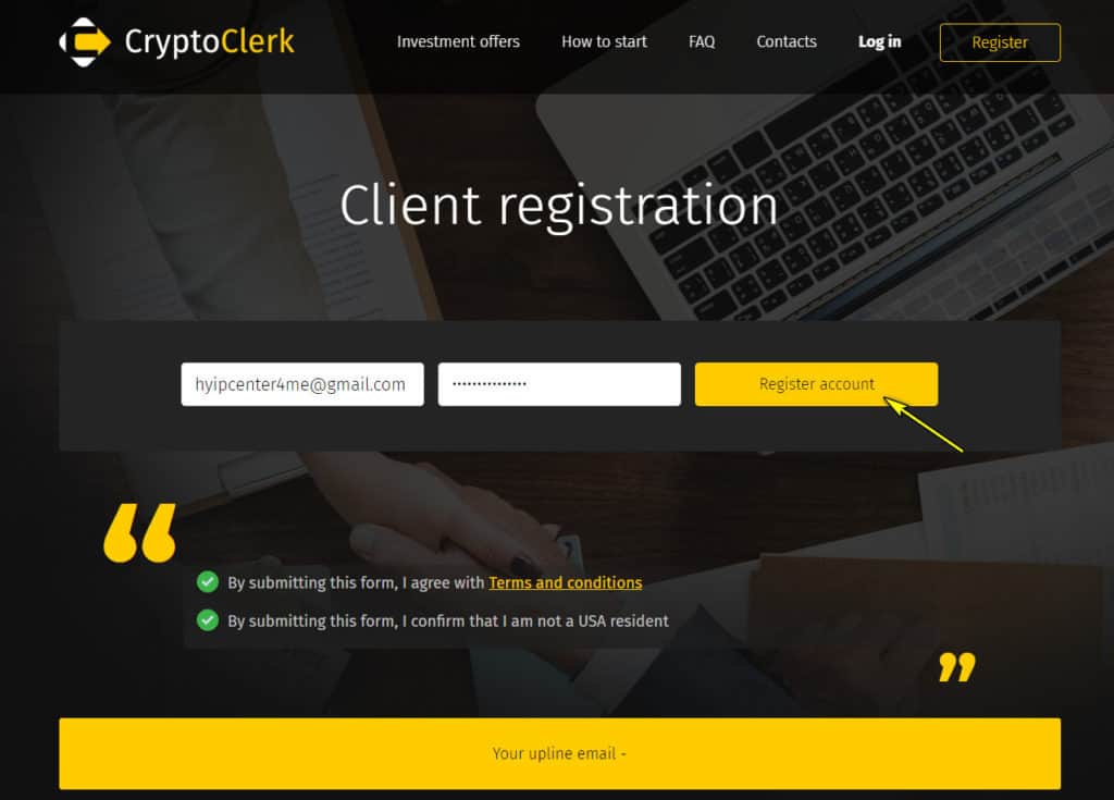 Cryptoclerk register account