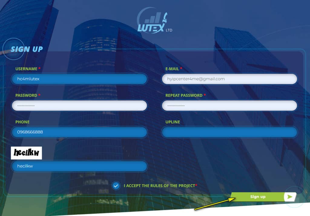 lutex register account 1024x715 - [SCAM - DỪNG ĐẦU TƯ] Lutex là gì? Hướng dẫn tham gia đầu tư Lutex