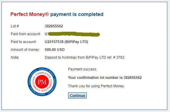 bi pipay payment proof