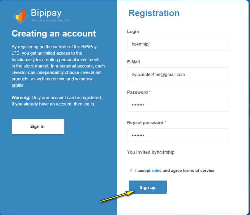 bipipay register account