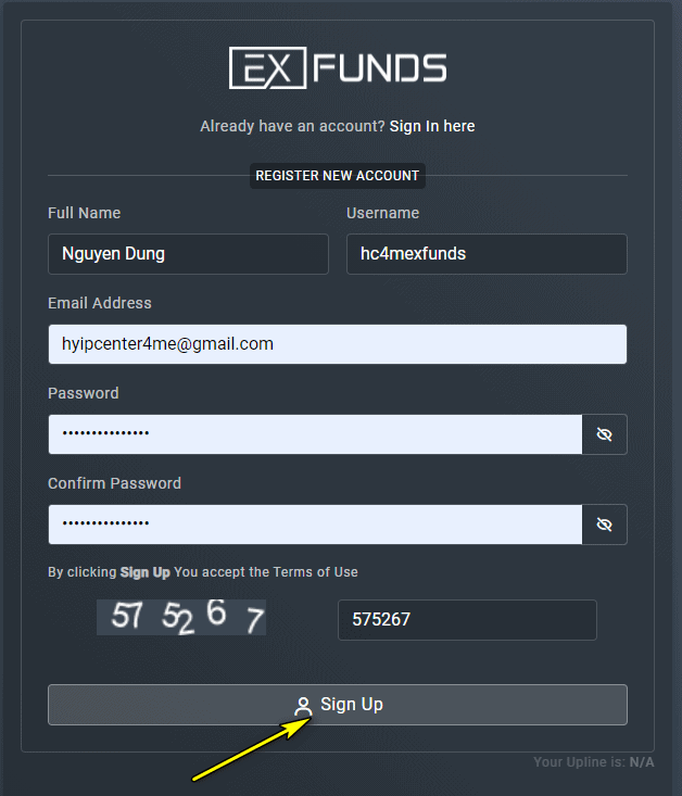 exfunds register account