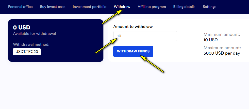 finz withdraw