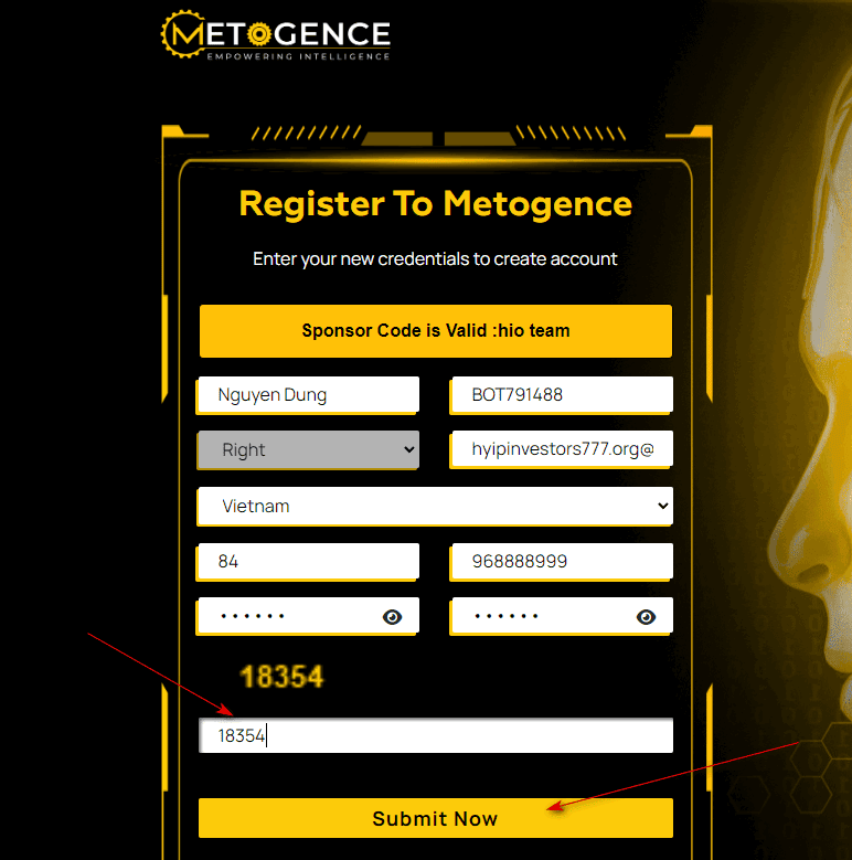 metogence register