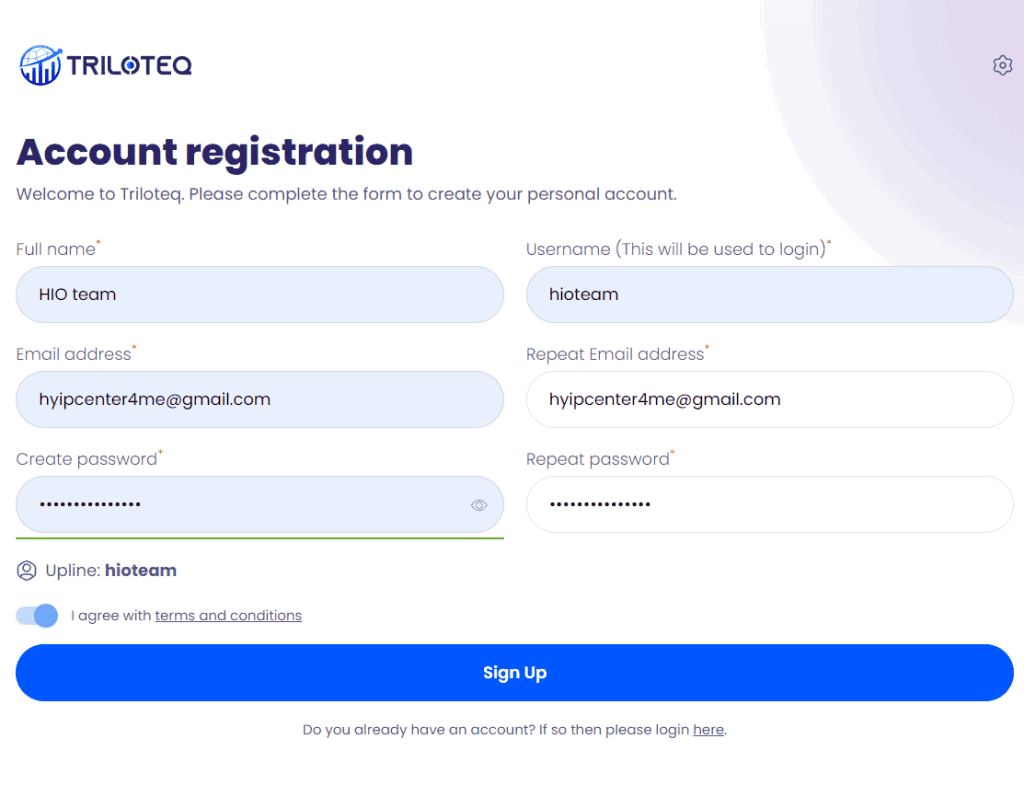 triloteq register account