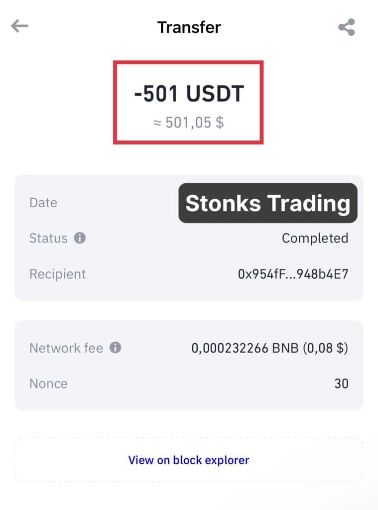 stonks trading payment